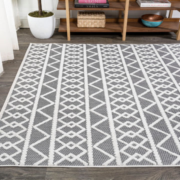 Aylan High-low Pile Knotted Trellis Geometric Indoor/outdoor Area Rug